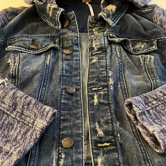 Free People Distressed Knit Denim Jacket - Picture 8 of 11